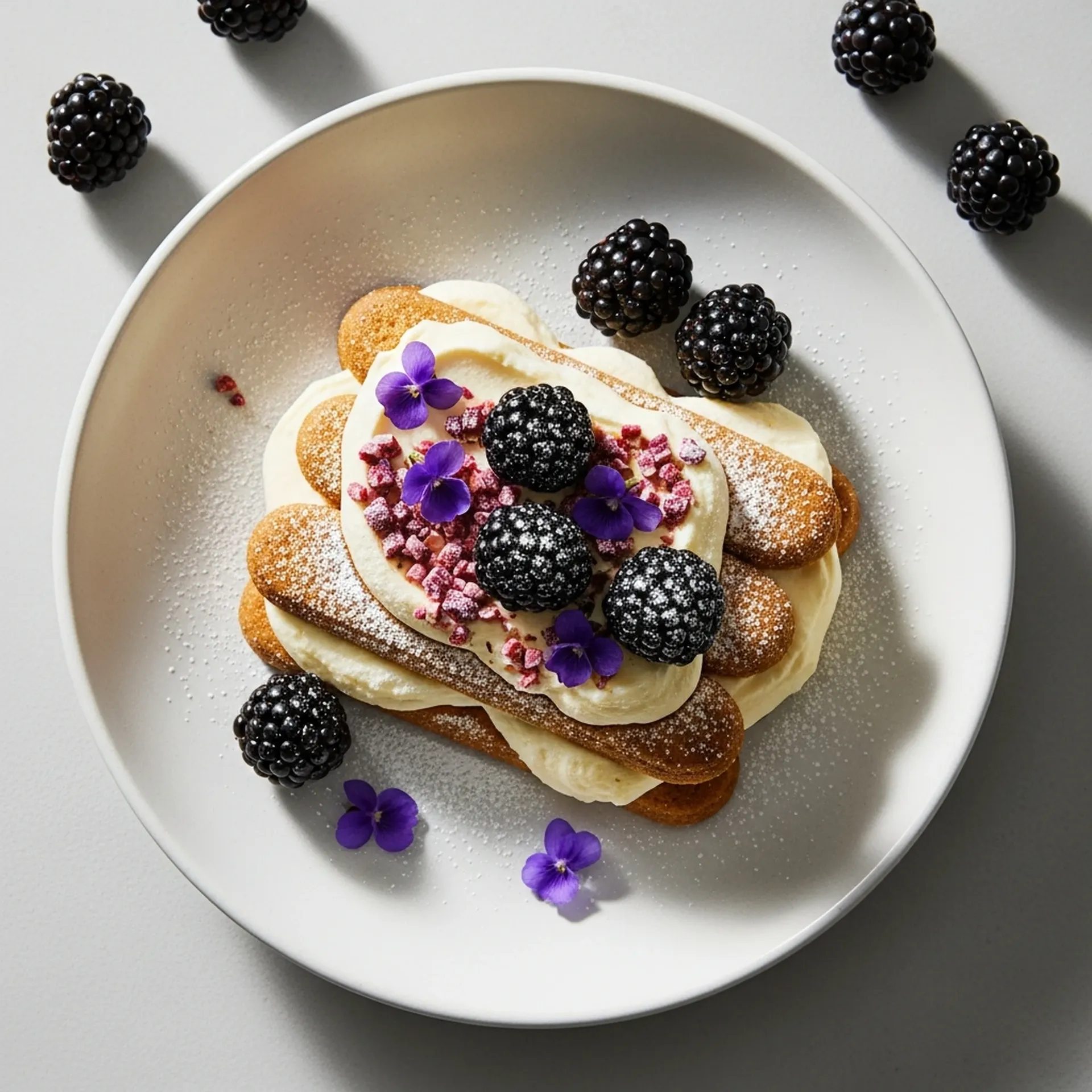 Blackberry and Violet Tiramisu